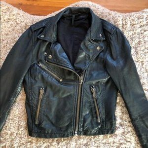 TopShop Cropped GENUINE Real LEATHER Jacket Moto 6